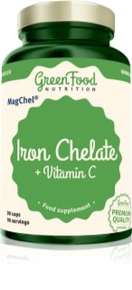 GreenFood Nutrition Iron Chelate + Vitamin C capsules conçu pour réduire la fatigue et l'épuisement 90 cps