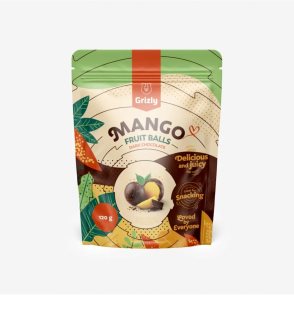Grizly Mango Fruit Balls Dark Chocolate sušené ovoce s čokoládou 120 g