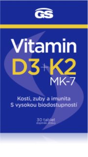 GS Vitamin D3 + K2 MK-7 tablety pro normální funkci imunitního systému, stavu kostí a činnosti svalů 30 tbl