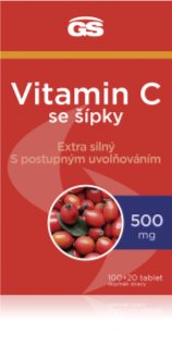 GS Vitamin C 500 mg se šípky tablety pro podporu imunitního systému, krásnou pleť a nehty