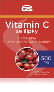 GS Vitamin C 500 mg se šípky tablety na podporu imunitného systému, pre krásnu pleť a nechty
