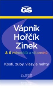 GS Vápník, Hořčík, Zinek tablety pro podporu imunitního systému, krásné vlasy, nehty, pleť a normální stav zubů 30 tbl