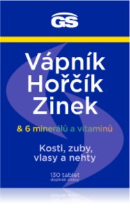 GS Vápník, Hořčík, Zinek tablety pro podporu zdraví kostí a zubů 130 tbl