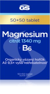 GS Magnesium Citrát + B6 tablety pro podporu snížení míry únavy a vyčerpání, normální stav zubů, kostí a svalů 100 tbl