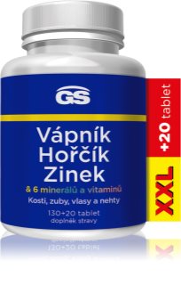 GS Vápník, Hořčík, Zinek tablety pro podporu imunitního systému, krásné vlasy, nehty, pleť a normální stav zubů