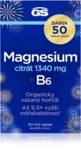 GS Magnesium Citrát + B6 tablety na podporu zníženia únavy a vyčerpania, pre normálny stav zubov, kostí a svalov 100 tbl