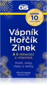 GS Vápník, Hořčík, Zinek tablety pro podporu imunitního systému, krásné vlasy, nehty, pleť a normální stav zubů 140 tbl