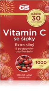 GS Vitamin C 1000 mg so šípkami tablety na podporu imunitného systému, pre krásnu pleť a nechty 130 cps