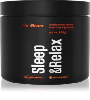 GymBeam Sleep & Relax prášok na podporu spánku a regenerácie príchuť Mango Maracuja 225 g