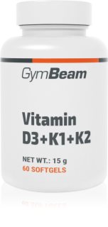 GymBeam Vitamin D3 + K1 + K2 Kapseln zur Unterstützung des Immunsystems und für gesunde Zähne 30 g