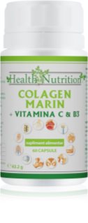 HEALTH NUTRITION Colagen Marin Forte + Vitamina B3 + Vitamina C capsule pentru frumusețea părului, a tenului și a unghiilor 60 caps.