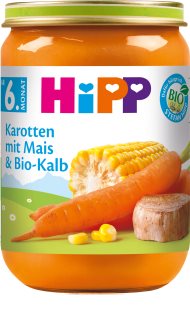 Hipp BIO mrkev s kukuřicí a BIO telecím dětský příkrm 190 g
