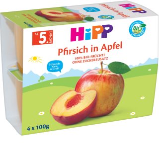 Hipp BIO jablka s broskvemi ovocný příkrm 4x100 g