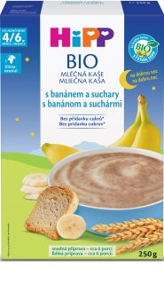 Hipp BIO mléčná kaše na dobrou noc s banánem a suchary mléčná kaše 250 g