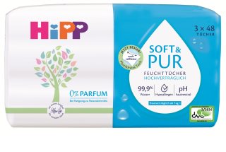 Hipp Soft & Pur nedves tisztító törlőkendők gyermekeknek születéstől kezdődően