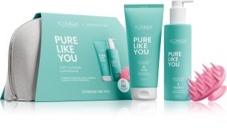 ICONIQUE Professional PURE LIKE YOU Set Shampoo 250 ml Scrub 200 ml BrushArt Massage Brush Geschenkset für Haare und Kopfhaut