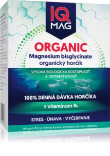 IQ Mag Magnesium 375mg Organic bisglycinát + B6 kapsle pro efektivní doplnění hořčíku 90 cps