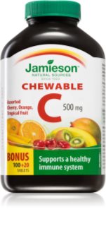 Jamieson C 500 mg Lutschtabletten mit Vitamin C Geschmack Orange, Tropical fruit, Cherry 120 TAB