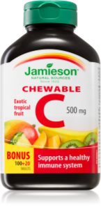 Jamieson Chewable C 500 mg cucavé tablety pro posílení imunity příchuť Exotic tropical fruit 120 tbl