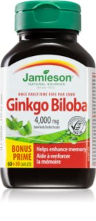 Jamieson Ginkgo Biloba 4,000 mg Kapseln zur Unterstützung der Blutzirkulation und der kognitiven Funktionen 90 KAP