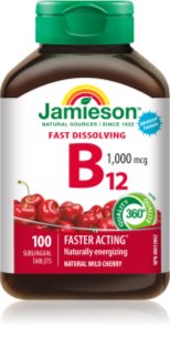 Jamieson B12 1000 mcg comprimés à sucer pour favoriser le métabolisme énergétique saveur Cherry 100 p.