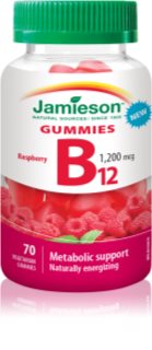 Jamieson B12 Gummies 1200 mcg capsules molles à mâcher pour favoriser le métabolisme énergétique saveur Raspberry 70 pcs