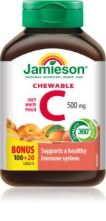 Jamieson C Chewables 500 mg comprimés à sucer pour renforcer l’immunité saveur White Peach 120 p.
