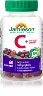 Jamieson C + Immune Shield Gummies capsules molles à mâcher pour soutenir le système immunitaire saveur Elderberry 60 pcs