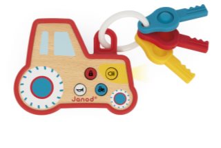 Janod Sound and Light Tractor Keychain aktivnostna igrača iz lesa 18m+ 1 kos
