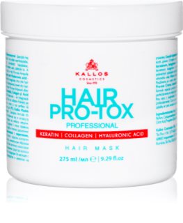 Kallos Hair Pro-Tox hiusnaamio heikoille ja vaurioituneille hiuksille sisältää kookosöljyä, hyaluronihappoa ja kollageenia