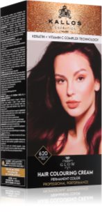 Kallos Glow Lasting Cream Colour Permanent hårfärgningsmedel Skugga Aubergine Red 60 ml