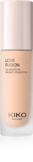 KIKO Milano Love Fusion 24H Moisture Radiant Foundation Langanhaltende cremige Make-up mit feuchtigkeitsspendender Wirkung Farbton 3NG Neutral Gold 30 ml