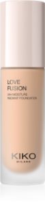 KIKO Milano Love Fusion 24H Moisture Radiant Foundation Langanhaltende cremige Make-up mit feuchtigkeitsspendender Wirkung Farbton 4 Warm Gold 30 ml