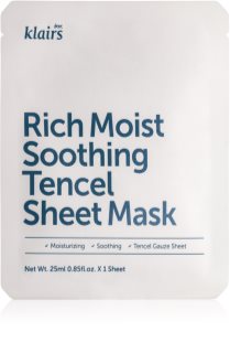 Klairs Rich Moist Soothing Tencel Sheet Mask zklidňující plátýnková maska s hydratačním účinkem 25 ml
