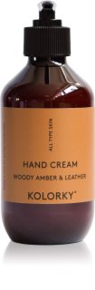 Kolorky Hand Cream creme de mãos Woody Amber & Leather 270 ml