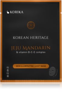 KORIKA Korean Heritage Jeju Mandaring & Vitamin B-C-E Complex Skin Illuminating Sheet Mask озаряваща платнена маска Jeju mandarin & vitaminc B-C-E complex sheet mask