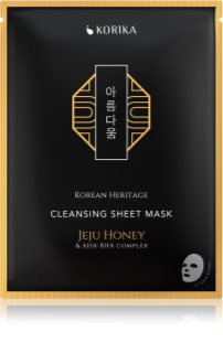 KORIKA Korean Heritage Jeju Honey & AHA-BHA Complex Cleansing Sheet Mask plátenná maska s čistiacim efektom 25 g