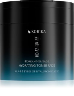 KORIKA Korean Heritage Silk & 8 Types of Hyaluronic Acid Hydrating Toner Pads disques nettoyants pour un effet naturel 70 pcs