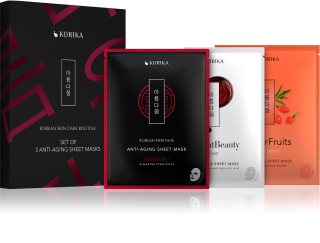 KORIKA KOREAN SKIN CARE ROUTINE SET OF 3 ANTI-AGING SHEET MASKS szett a ráncok ellen