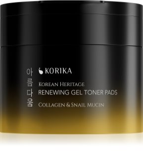 KORIKA Korean Heritage Collagen & Snail Mucin Renewing Gel Toner Pads megújító géles tonizáló vattakorongok 70 db