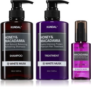 KUNDAL Honey & Macadamia White Musk set para cabello seco y dañado