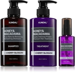 KUNDAL Honey & Macadamia Cherry Blossom set para cabello seco y dañado