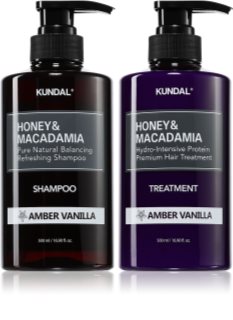 KUNDAL Honey & Macadamia Amber Vanilla set para cabello seco y dañado