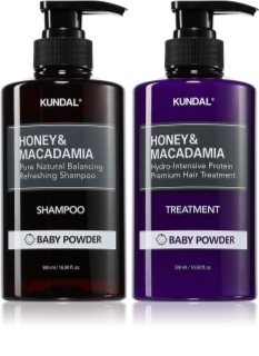 KUNDAL Honey & Macadamia Baby Powder set para cabello seco y dañado