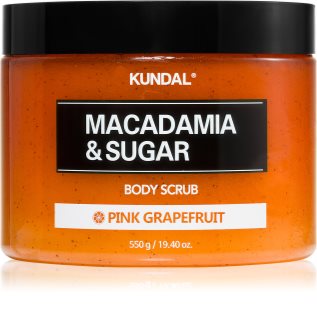 KUNDAL Macadamia & Sugar Body Scrub Pink Grapefruit jemný telový peeling s upokojujúcim účinkom 550 g