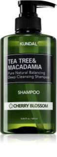 KUNDAL Tea Tree & Macadamia Cherry Blossom mélyen tisztító sampon frissítő hatással 500 ml
