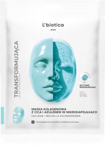 L’biotica Transforming Collagen Mask with CICA and Azulene in Microcapsules Kollageenimask näonaha punetuse vastu 1 tk