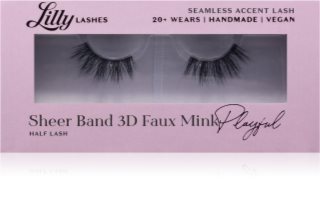 Lilly Lashes Sheer Band 3D Faux Mink Half Lash Mākslīgās skropstas (veids) Playful 1 pāris