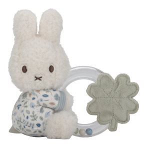 Little Dutch Miffy Fluffy Lucky Leaves Ring Rattle hrkálka 0 m+ Blue 1 ks
