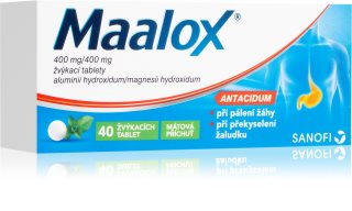 Maalox Maalox 400 mg tablety ke zmírnění příznaků pálení žáhy 40 tbl
